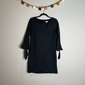 J. Crew black poplin tie sleeve shift dress